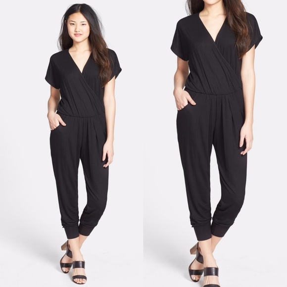 loveappella short sleeve wrap top jumpsuit